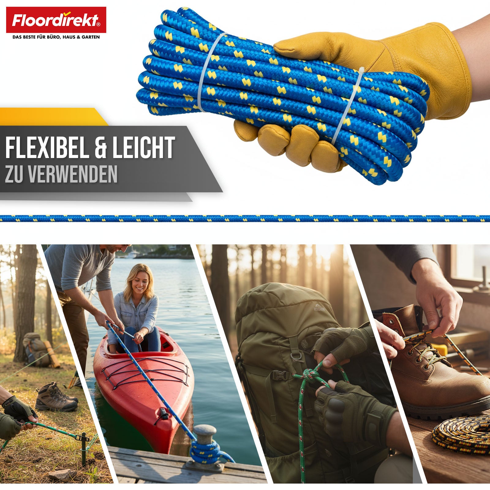 Polypropylene rope | K2 | Tear-resistant, UV-resistant & buoyant all-purpose rope | Available in many colours, thicknesses & lengths