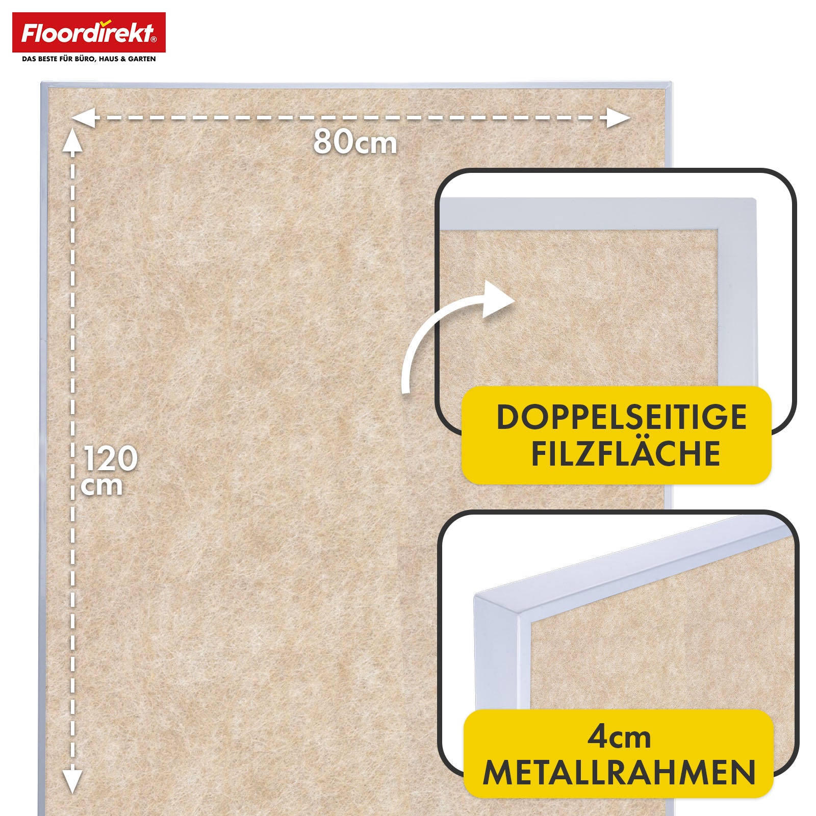 Mobile presentation board | Giant | Double-sided felt board 80 x 120 cm with lockable castors & shelf | Available in several colours