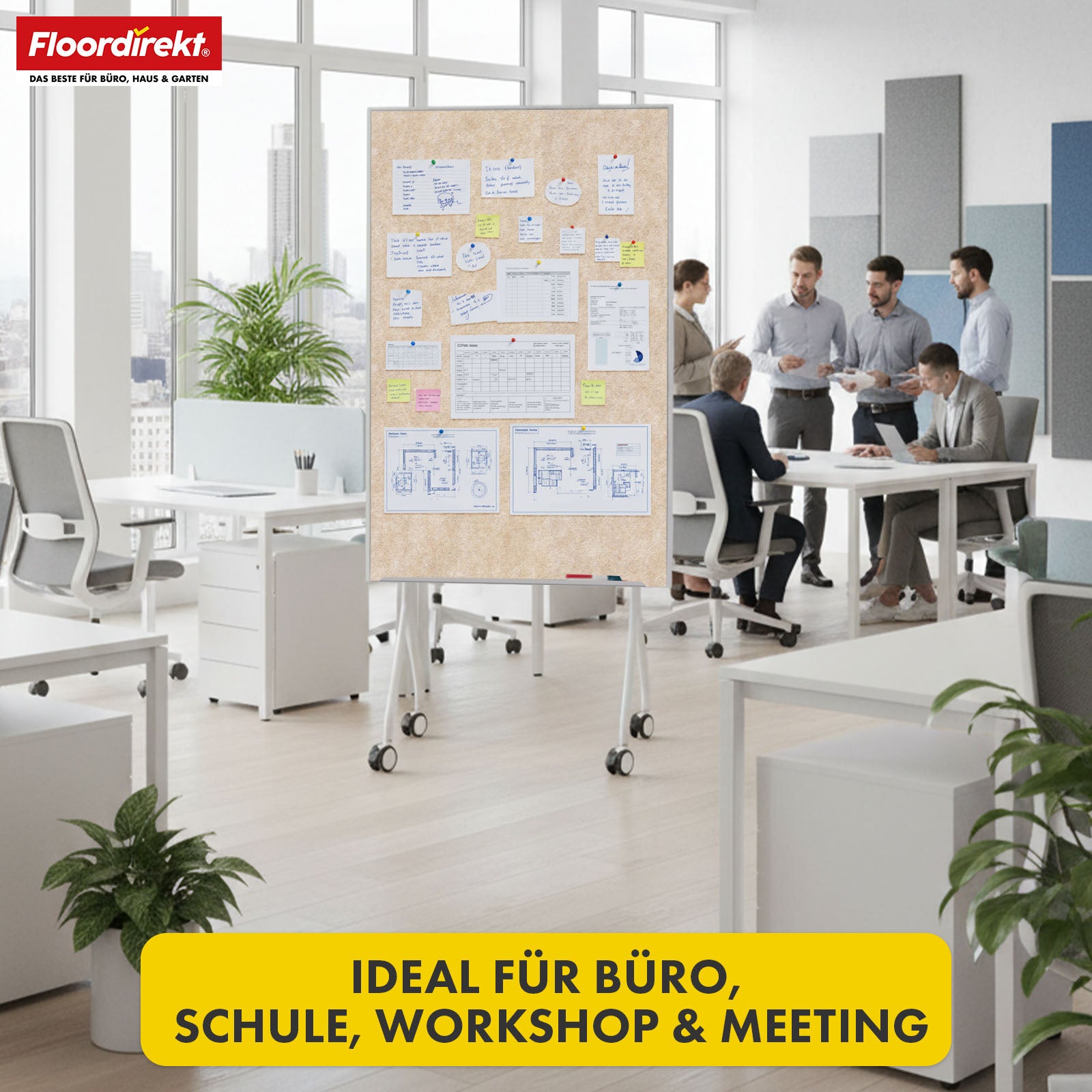 Mobile presentation board | Giant | Double-sided felt board 80 x 120 cm with lockable castors & shelf | Available in several colours