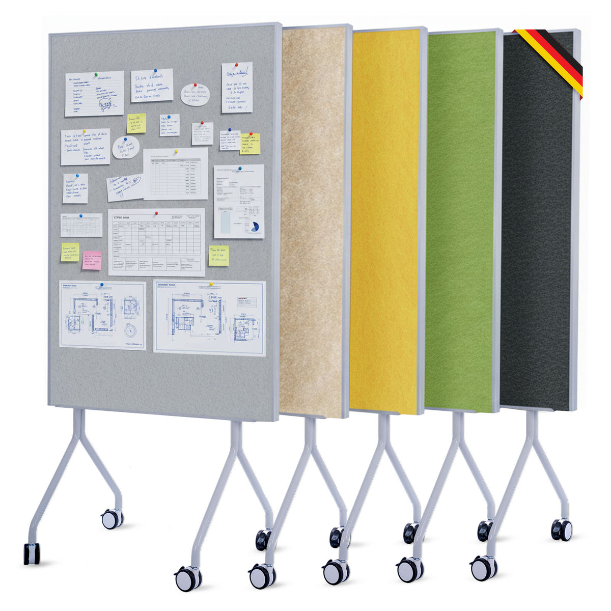 Mobile presentation board | Giant | Double-sided felt board 80 x 120 cm with lockable castors & shelf | Available in several colours