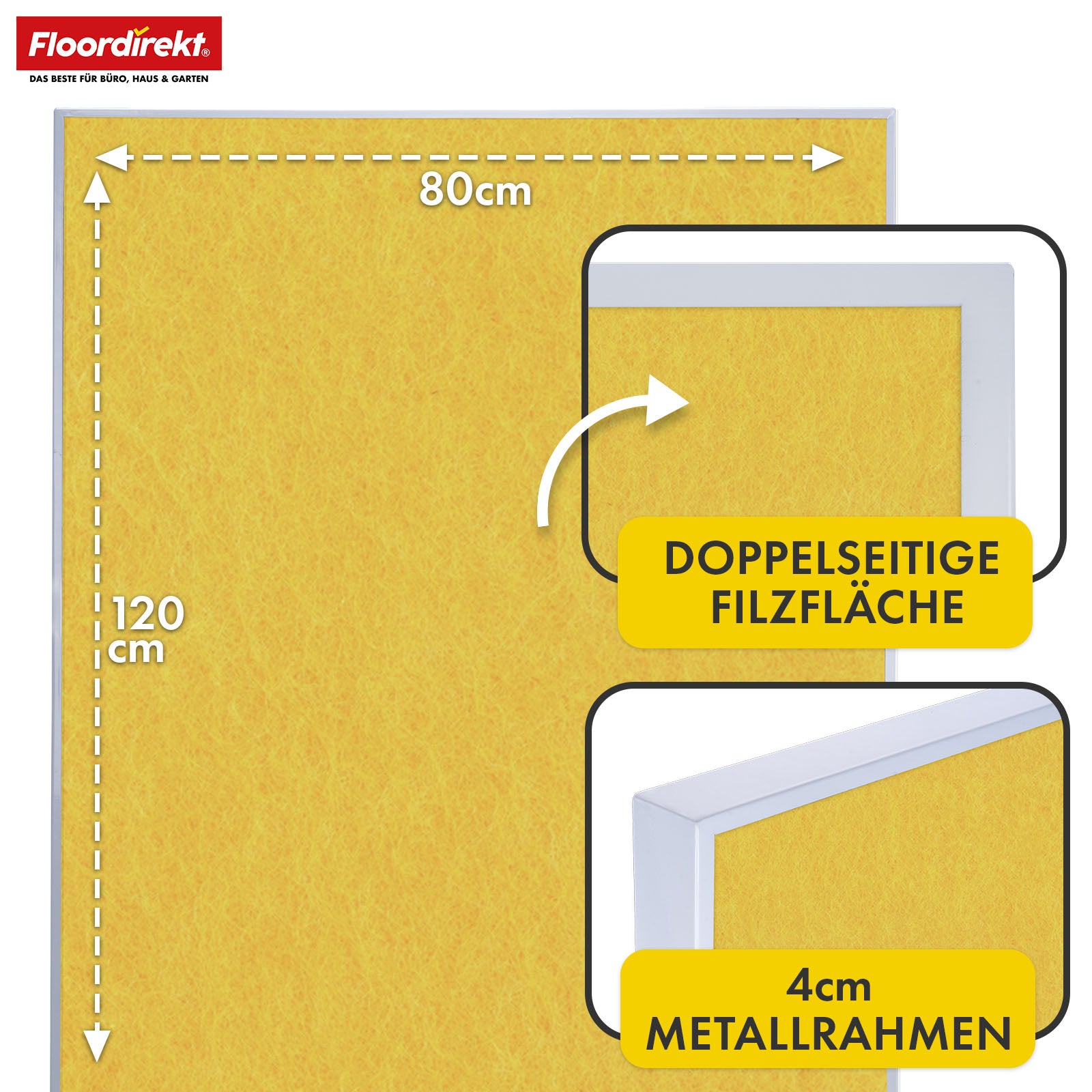 Mobile presentation board | Giant | Double-sided felt board 80 x 120 cm with lockable castors & shelf | Available in several colours