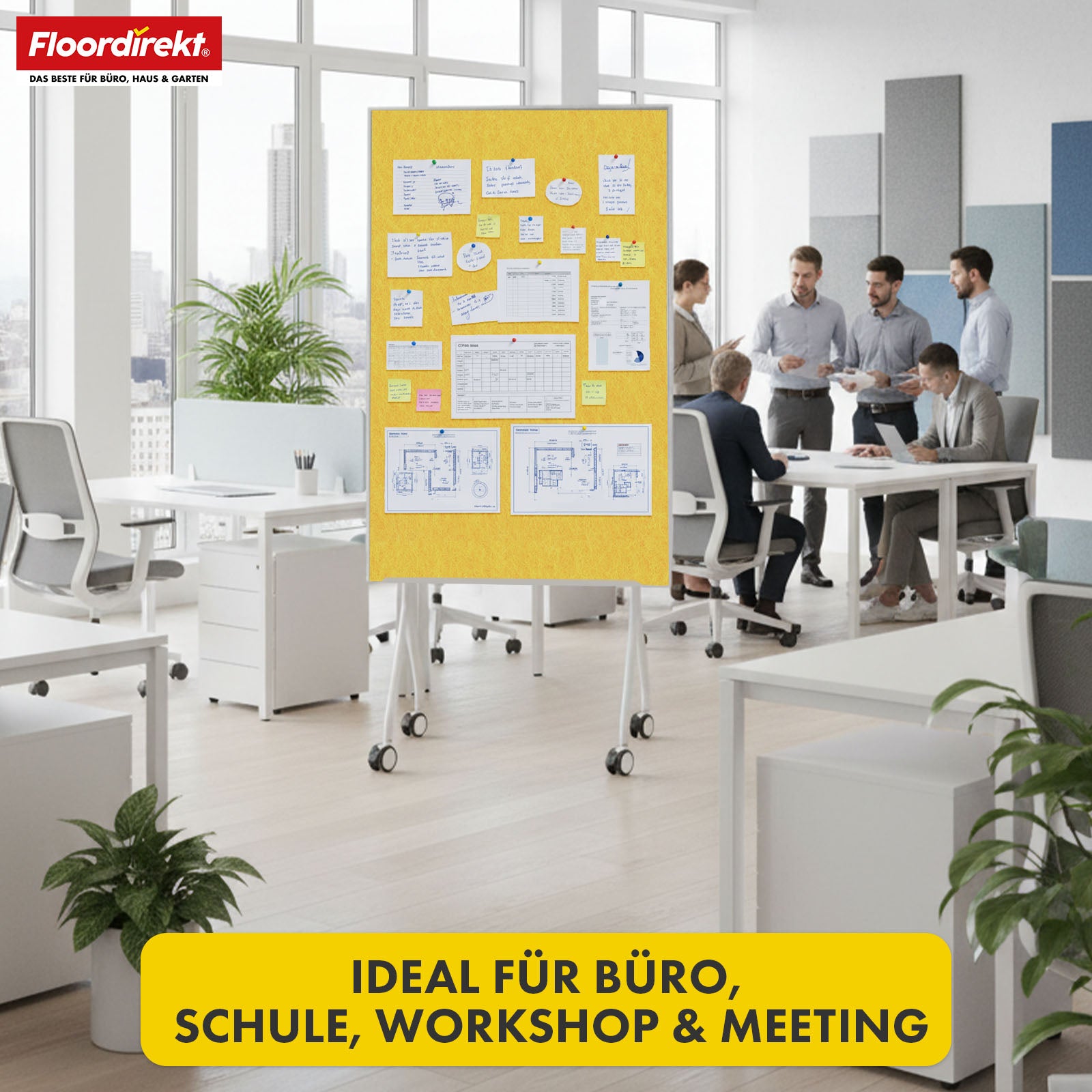 Mobile presentation board | Giant | Double-sided felt board 80 x 120 cm with lockable castors & shelf | Available in several colours