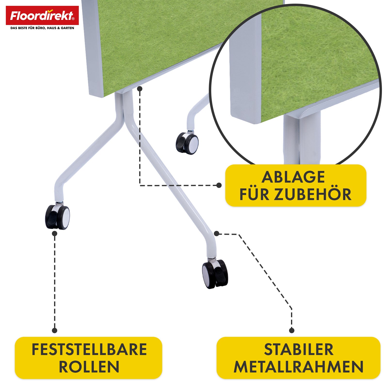 Mobile presentation board | Giant | Double-sided felt board 80 x 120 cm with lockable castors & shelf | Available in several colours