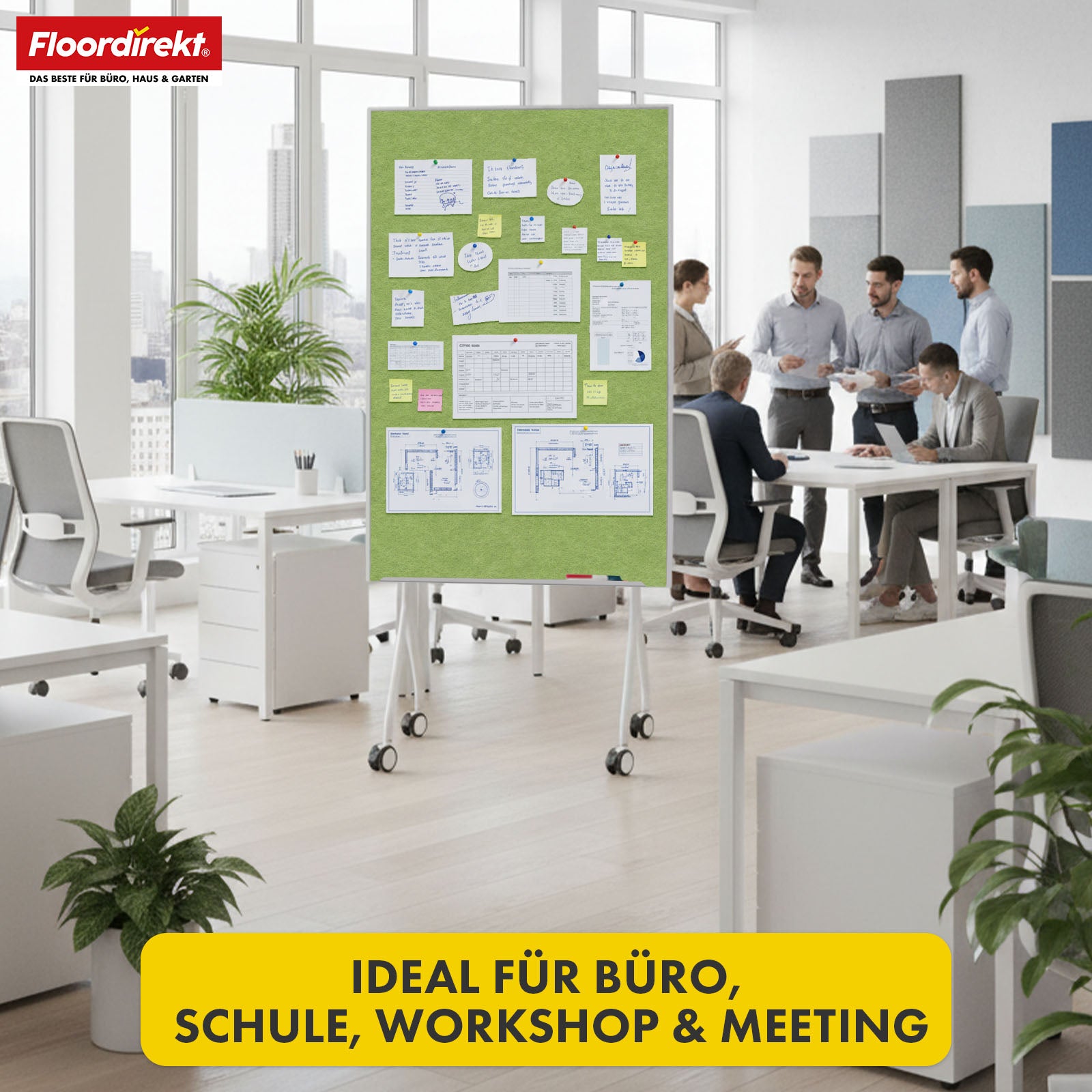 Mobile presentation board | Giant | Double-sided felt board 80 x 120 cm with lockable castors & shelf | Available in several colours