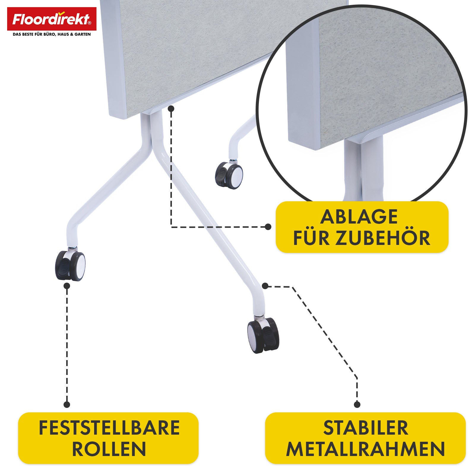 Mobile presentation board | Giant | Double-sided felt board 80 x 120 cm with lockable castors & shelf | Available in several colours