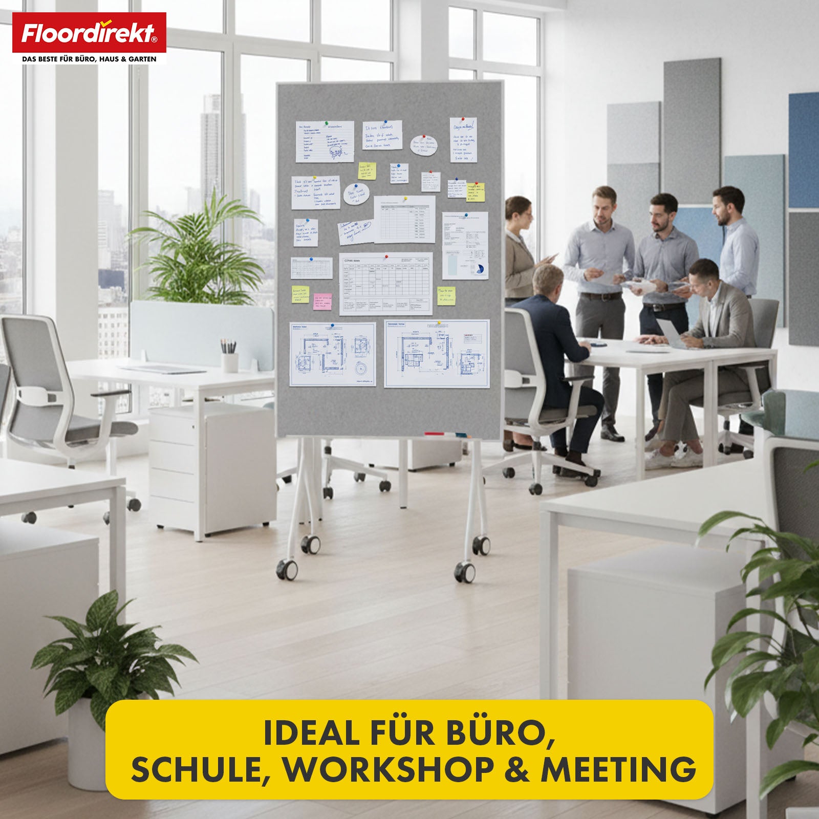 Mobile presentation board | Giant | Double-sided felt board 80 x 120 cm with lockable castors & shelf | Available in several colours