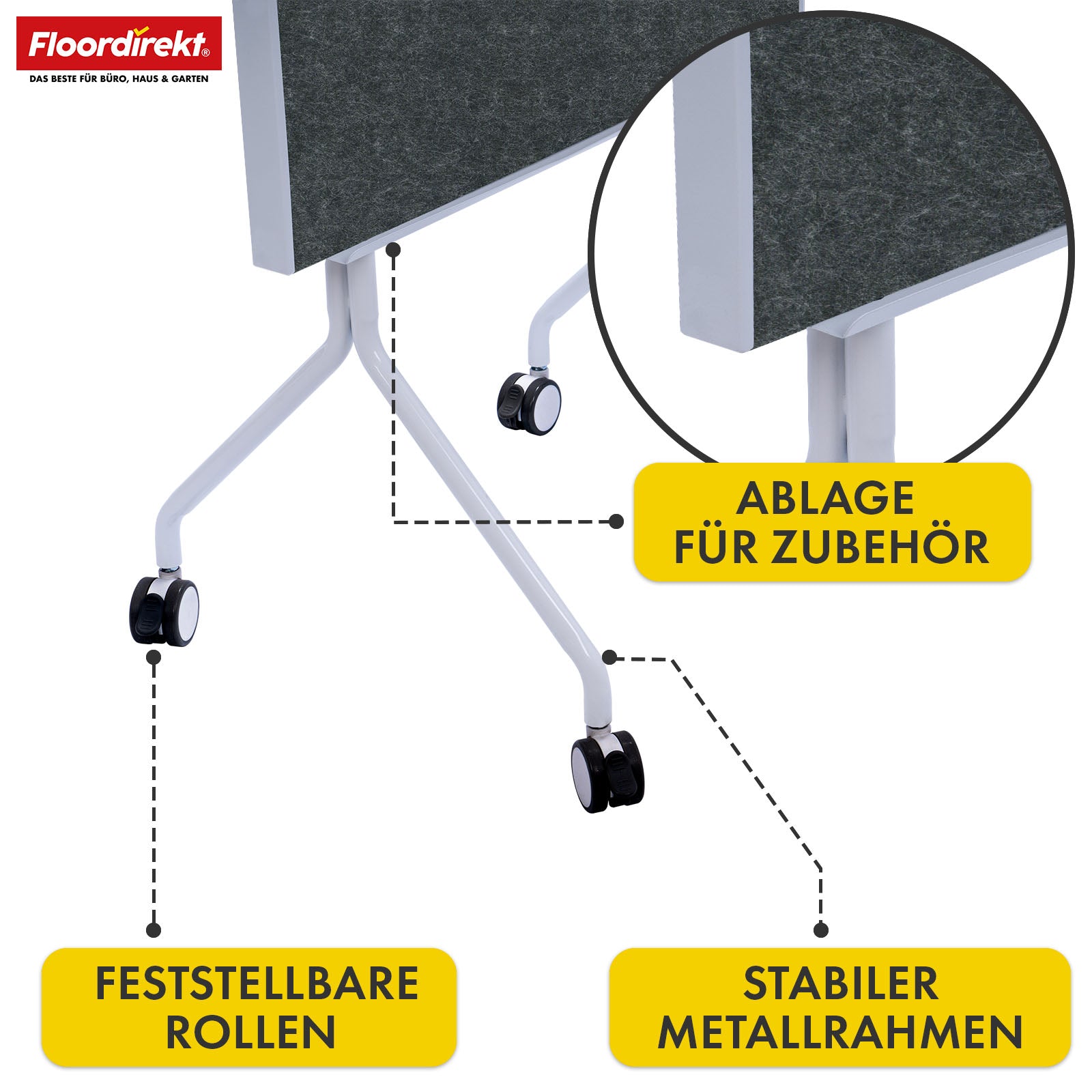 Mobile presentation board | Giant | Double-sided felt board 80 x 120 cm with lockable castors & shelf | Available in several colours