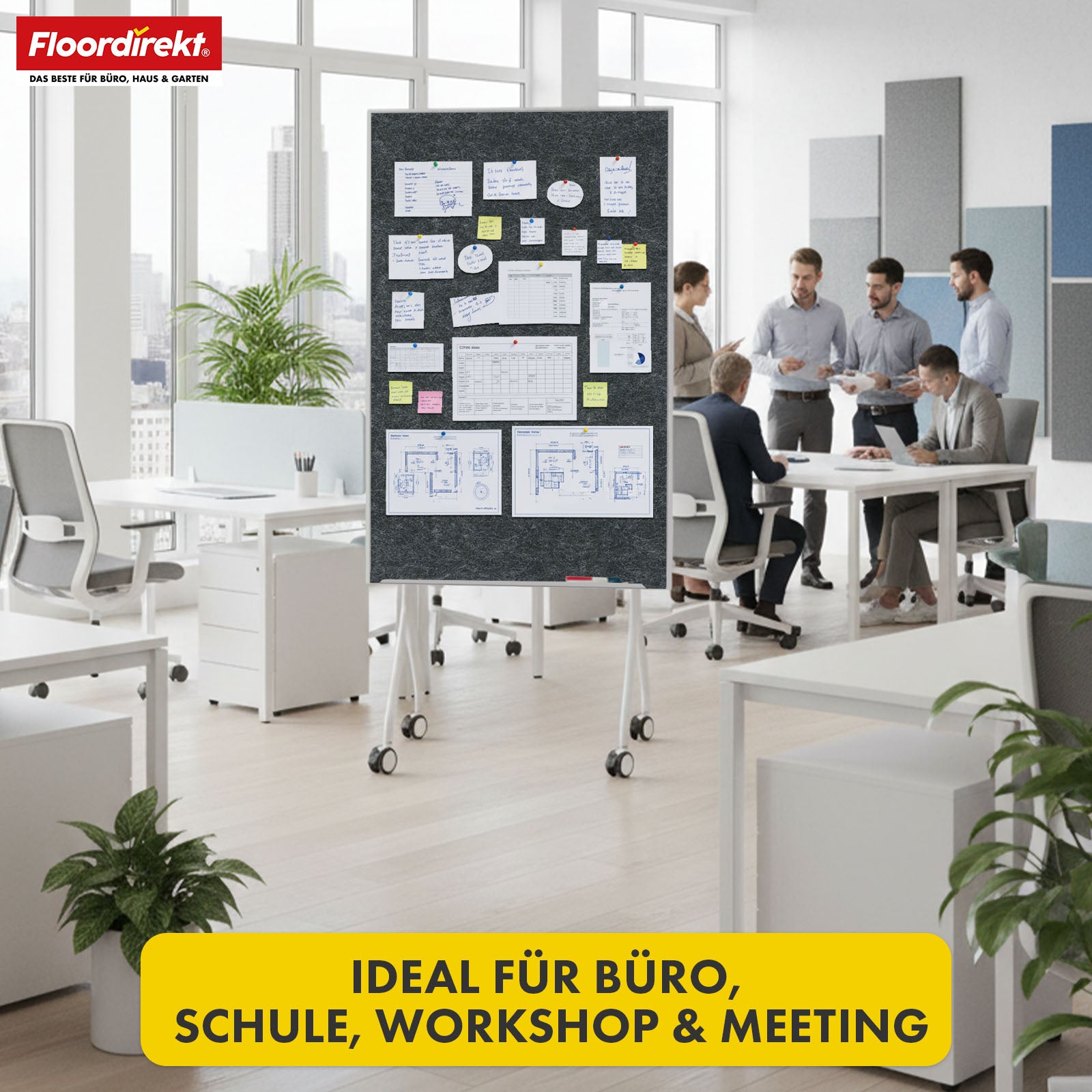 Mobile presentation board | Giant | Double-sided felt board 80 x 120 cm with lockable castors & shelf | Available in several colours