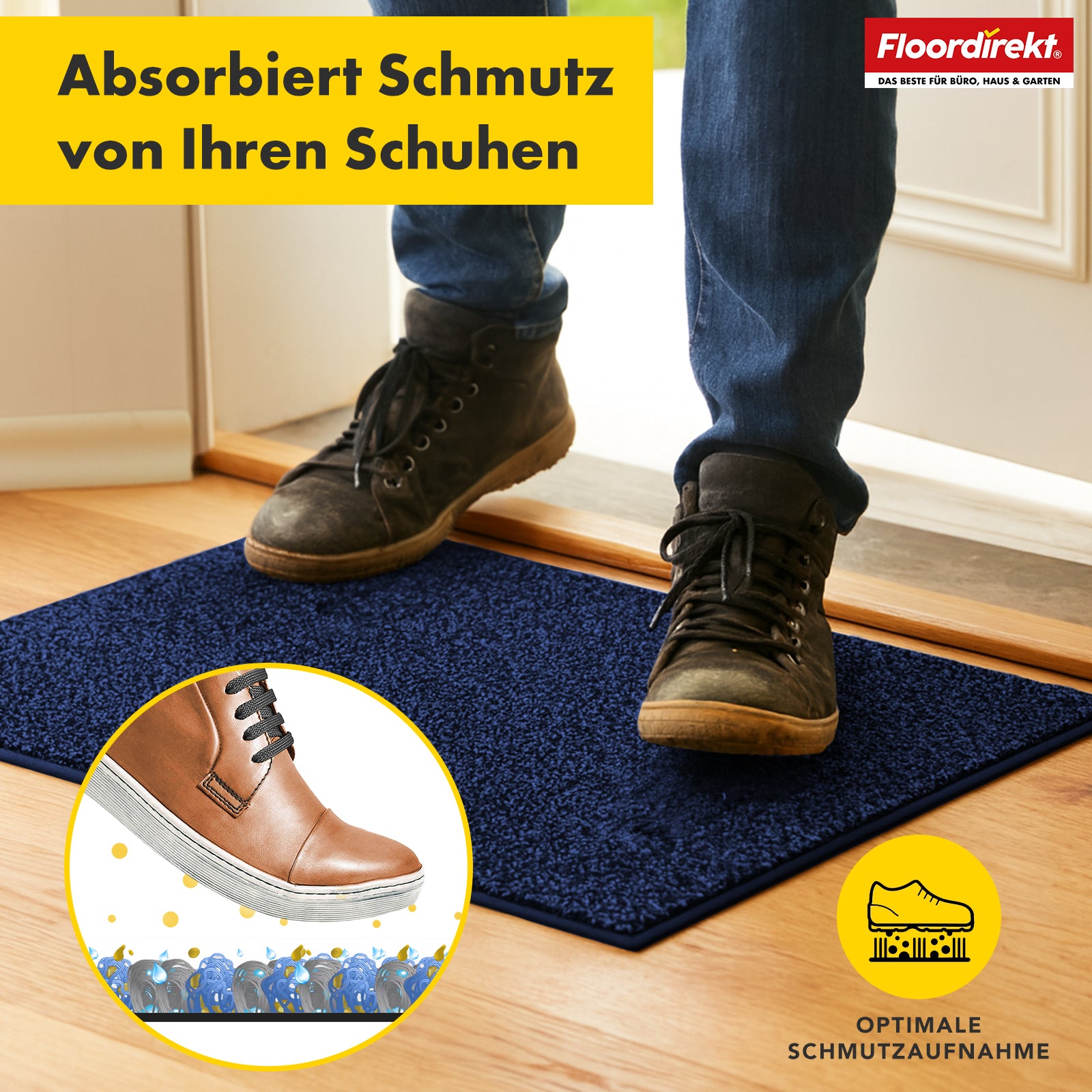 Dirt-trapping mat | Nasa | Soft, water-absorbent polyester doormat with non-slip backing | Various colours and sizes