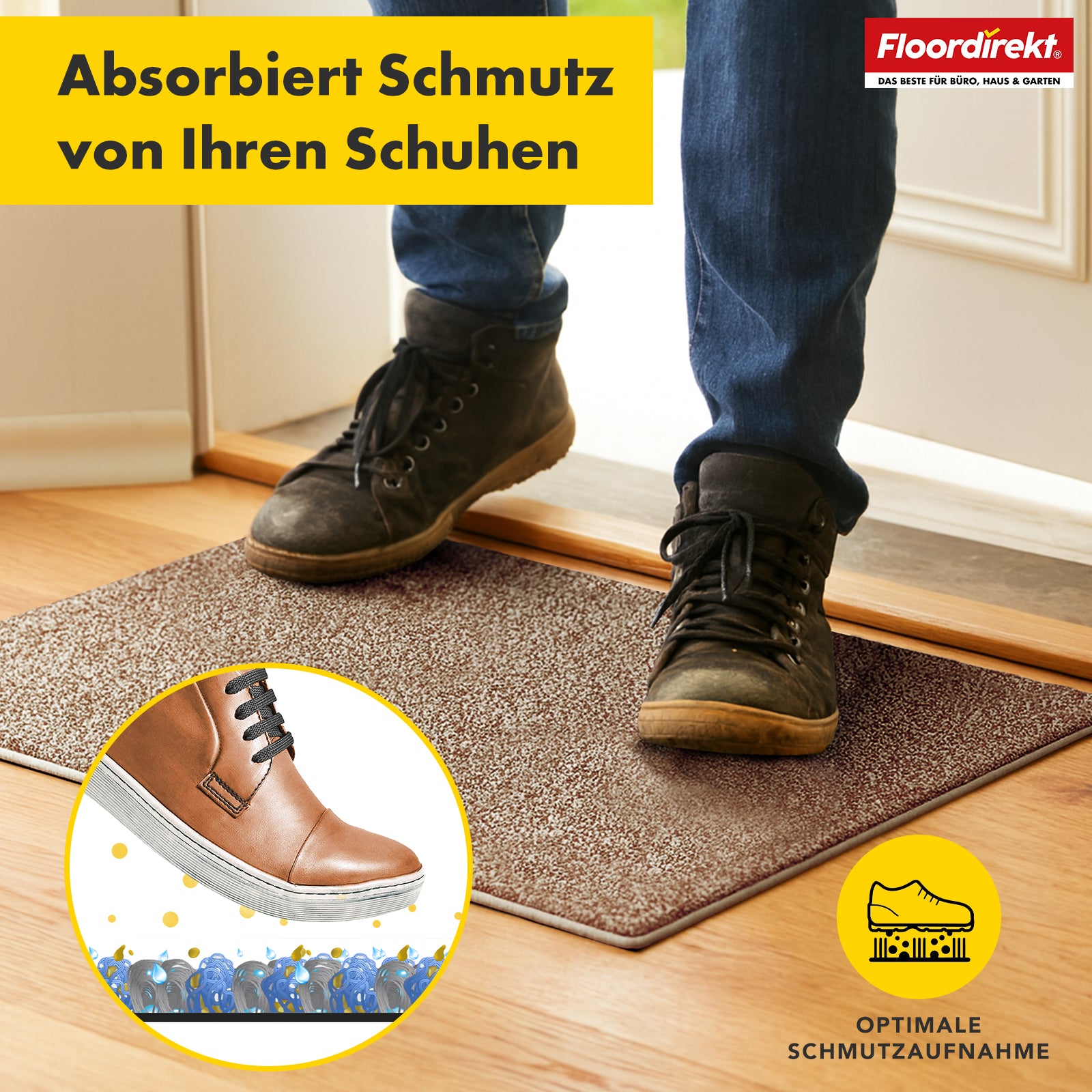 Dirt-trapping mat | Nasa | Soft, water-absorbent polyester doormat with non-slip backing | Various colours and sizes