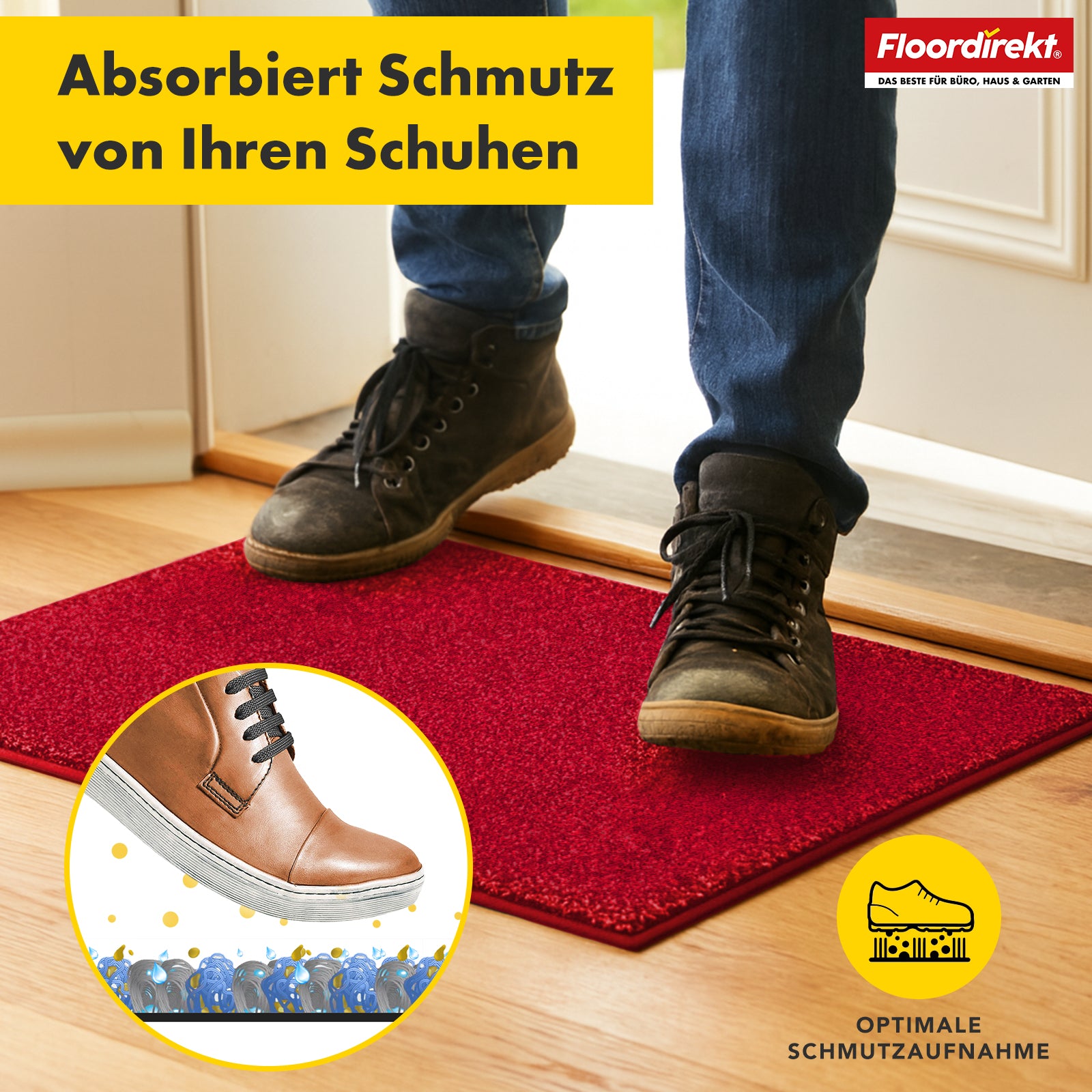 Dirt-trapping mat | Nasa | Soft, water-absorbent polyester doormat with non-slip backing | Various colours and sizes