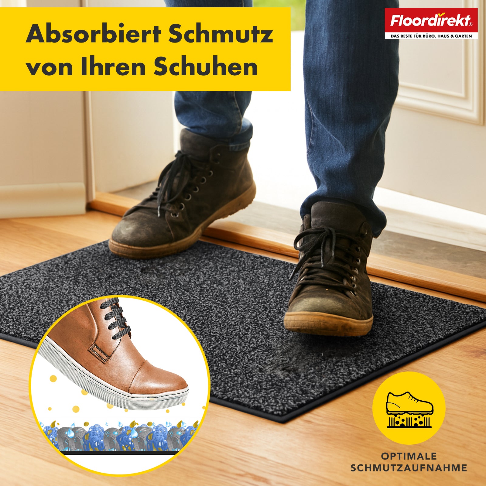 Dirt-trapping mat | Nasa | Soft, water-absorbent polyester doormat with non-slip backing | Various colours and sizes