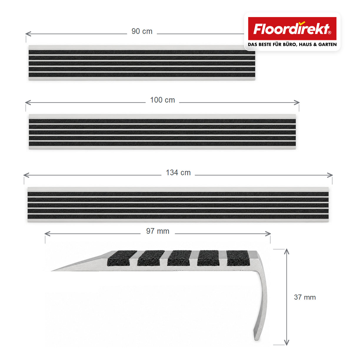 Stair Nosing Profile | Titan | Aluminum Anti-Slip Profile with Slip-Resistant Insert