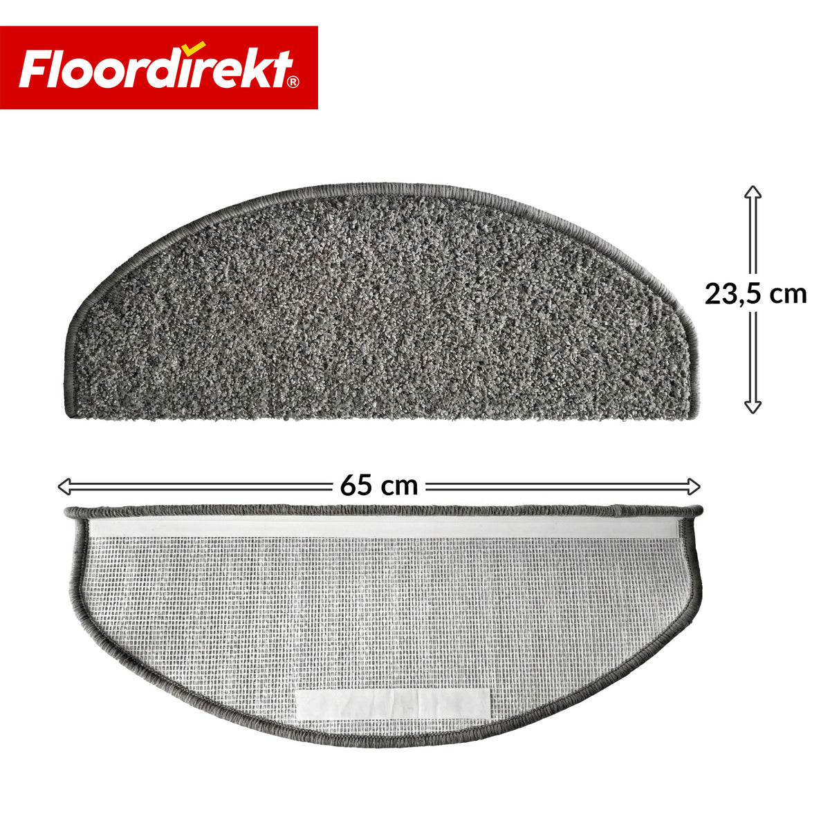 Stair Treads | Madrid | Half-Round Shaggy Stair Mat, Self-Adhesive & Sound-Absorbing