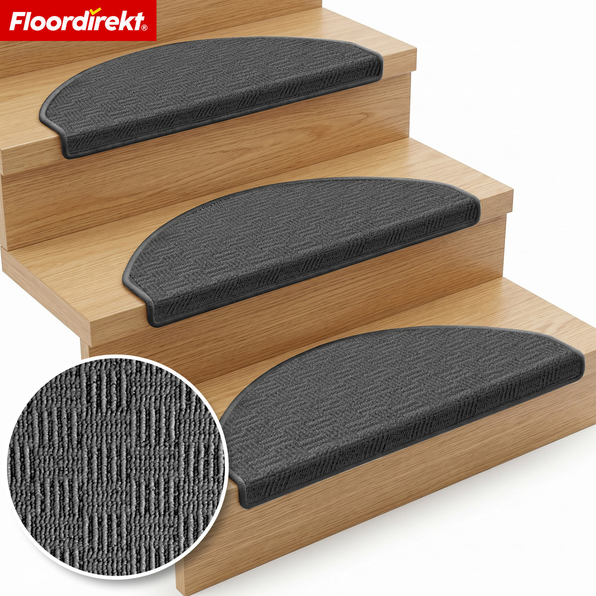 Stair Tread Mat | Monaco | Non-Slip Polypropylene Stair Mat, Durable, Noise-Reducing & Easy-Care, Semi-Circular