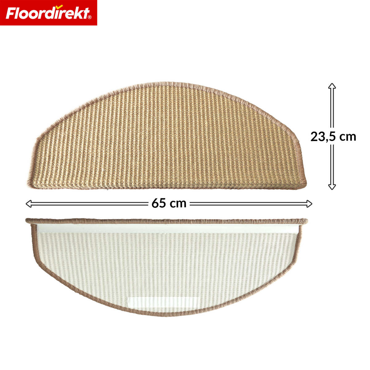Sisal Stair Tread | Pearl | Semi-Circular Non-Slip Stair Mat, Sound-Absorbing & Durable