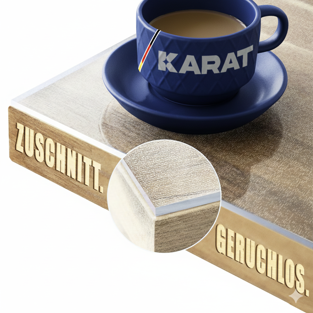 Transparent matt table film with straight cut | Crystal | Matt protective film for tables | Customised cut