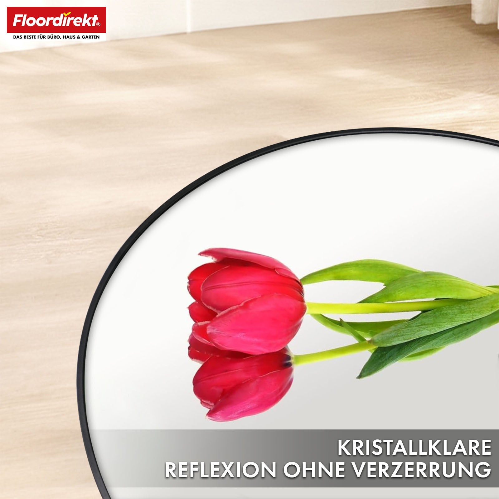 Wall mirror | Bella | Round mirror with black aluminium alloy frame | Available in various sizes