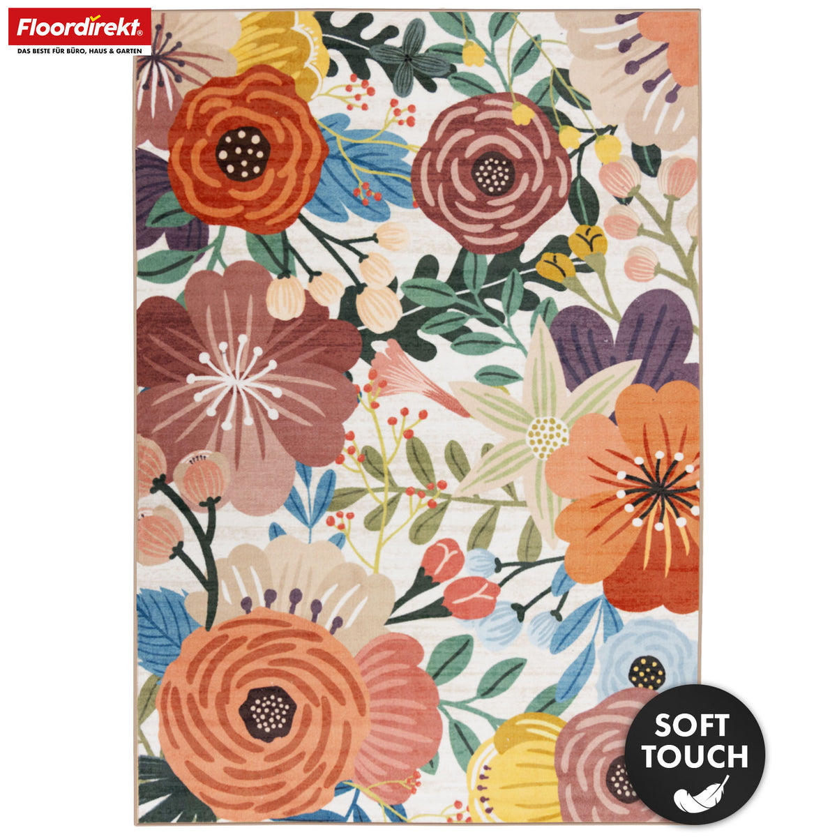 Area Rug | Fleur | Modern Rug with Colorful Floral Design | Non-Slip, Durable & Easy to Clean | Available in Various Sizes