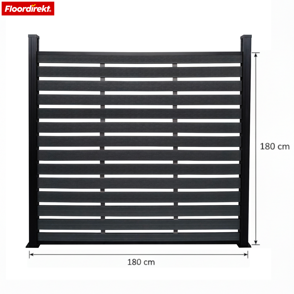 WPC Privacy Fence | Capri | 180x180 cm Black | UV-stable, weather-resistant & low-maintenance with aluminum posts