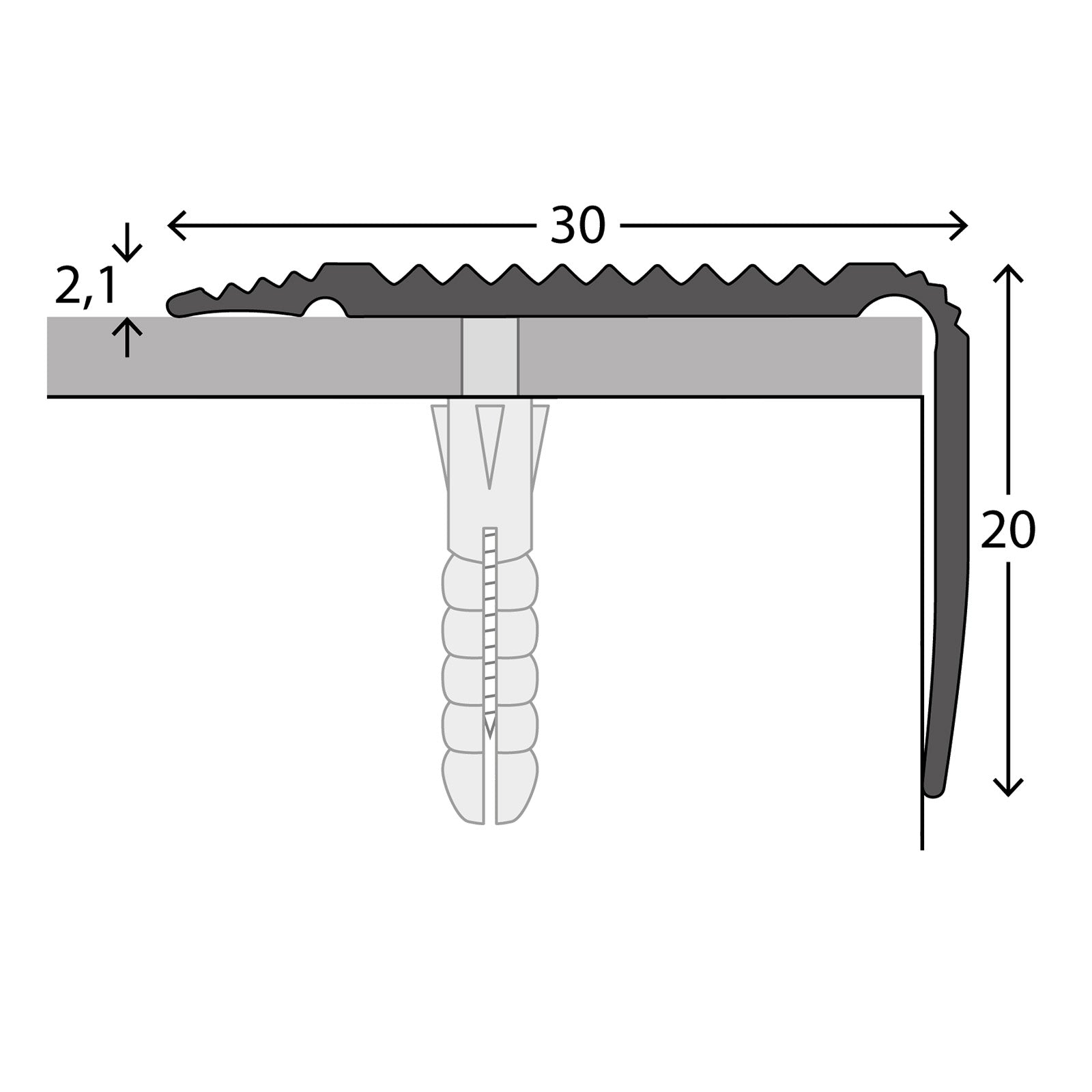 Stair Nosing Profile | NOVA | Aluminium | Pre-drilled