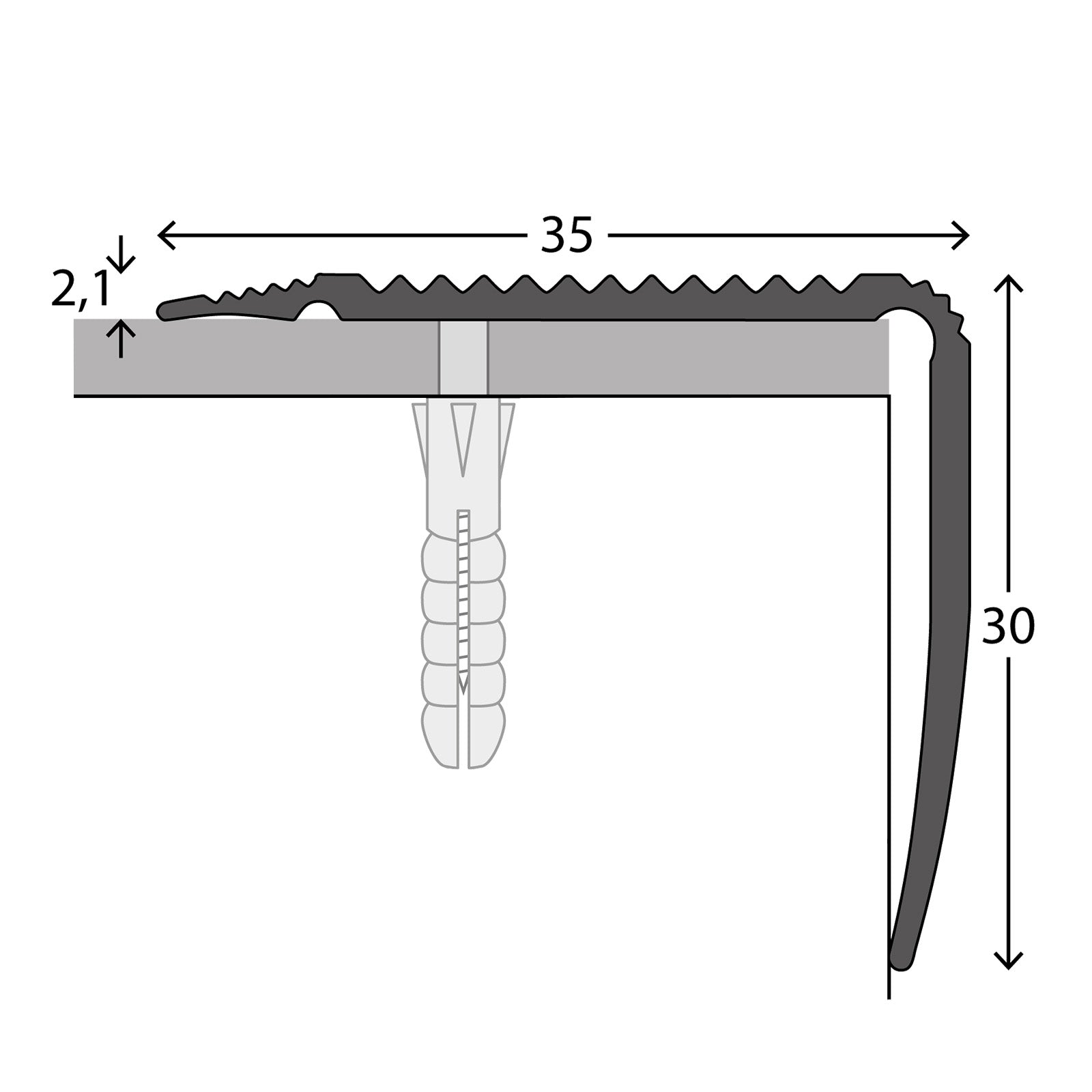 Stair Nosing Profile | NOVA | Aluminium | Pre-drilled