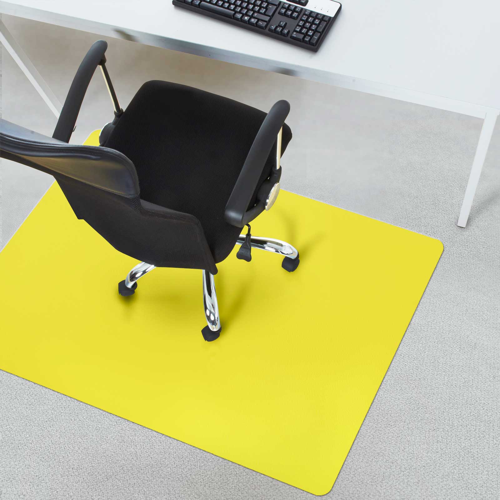 Chair Mat for Hard Floor Colourful Yellow Polypropylene Office Fl