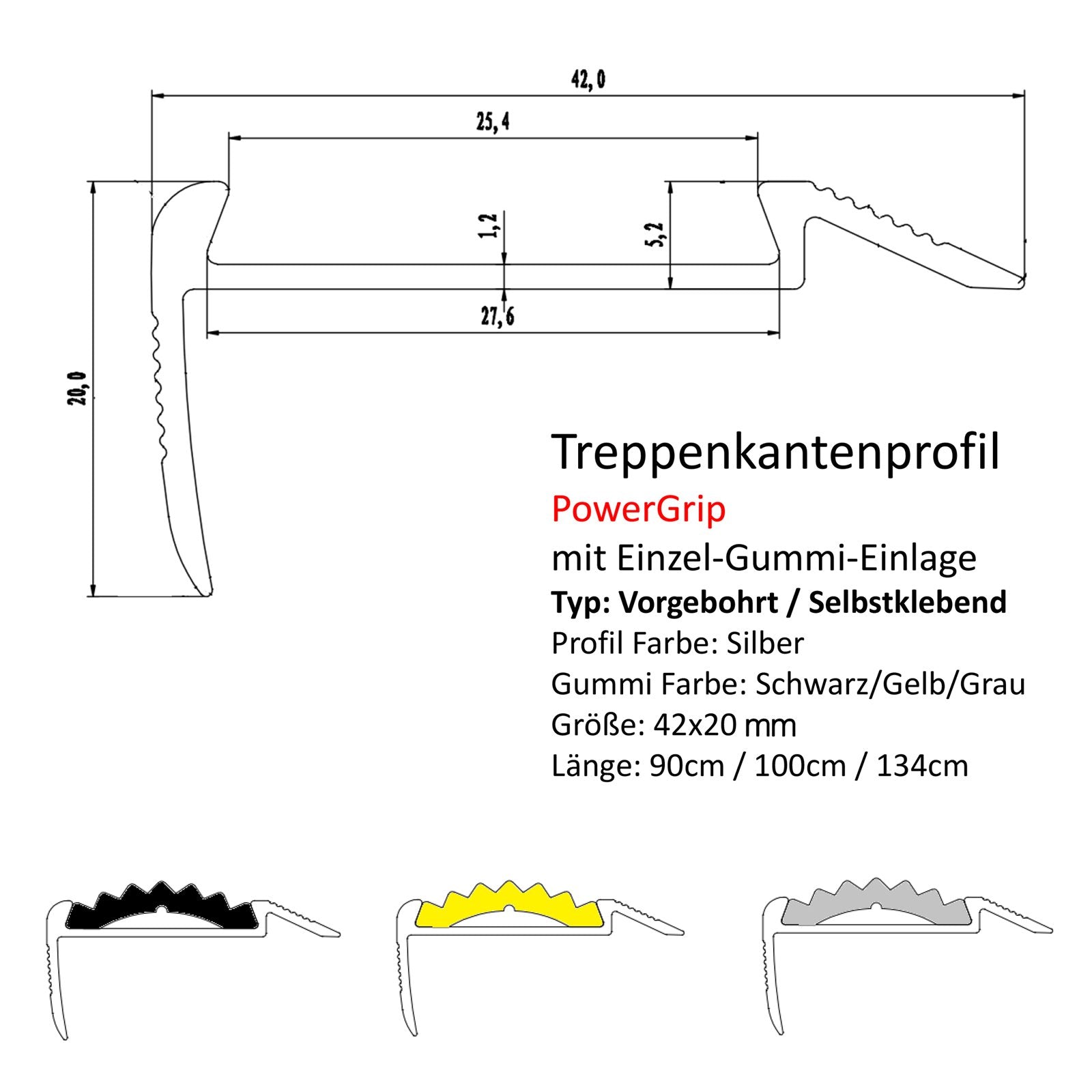 Stair Nosing Profile | Power Grip | Rubber Inlay