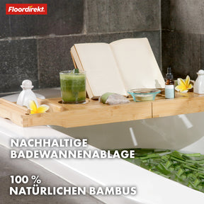 Bamboo bath shelf | Oklahoma | Pull-out bath tray with book shelf