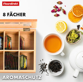 Bamboo tea box with lid | Practical and stylish tea storage | Available in two sizes