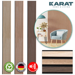 Wood-look acoustic panels | Timeless design for pleasant room acoustics | Available in 3 designs and 2 sizes