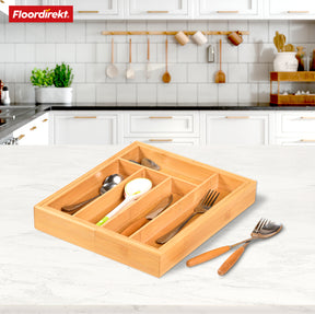 Bamboo cutlery tray | Nevada | Adjustable and sustainable organiser for perfectly customised drawer storage