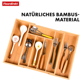 Bamboo cutlery tray | Nevada | Adjustable and sustainable organiser for perfectly customised drawer storage