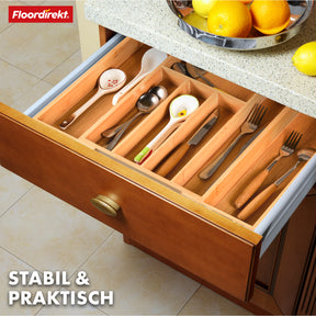 Bamboo cutlery tray | Nevada | Adjustable and sustainable organiser for perfectly customised drawer storage