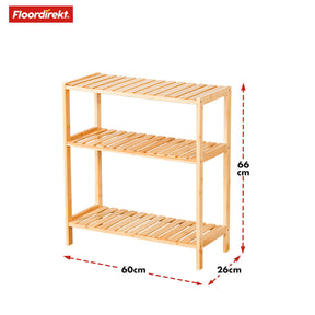 Bamboo standing shelf | Kansas | Elegant and space-saving wooden shelf with 3 shelves for stylish storage