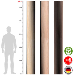 Wood-look acoustic panels | Timeless design for pleasant room acoustics | Available in 3 designs and 2 sizes