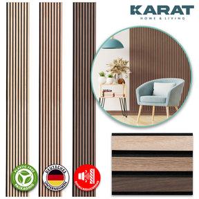 Wood-look acoustic panels | Timeless design for pleasant room acoustics | Available in 3 designs and 2 sizes