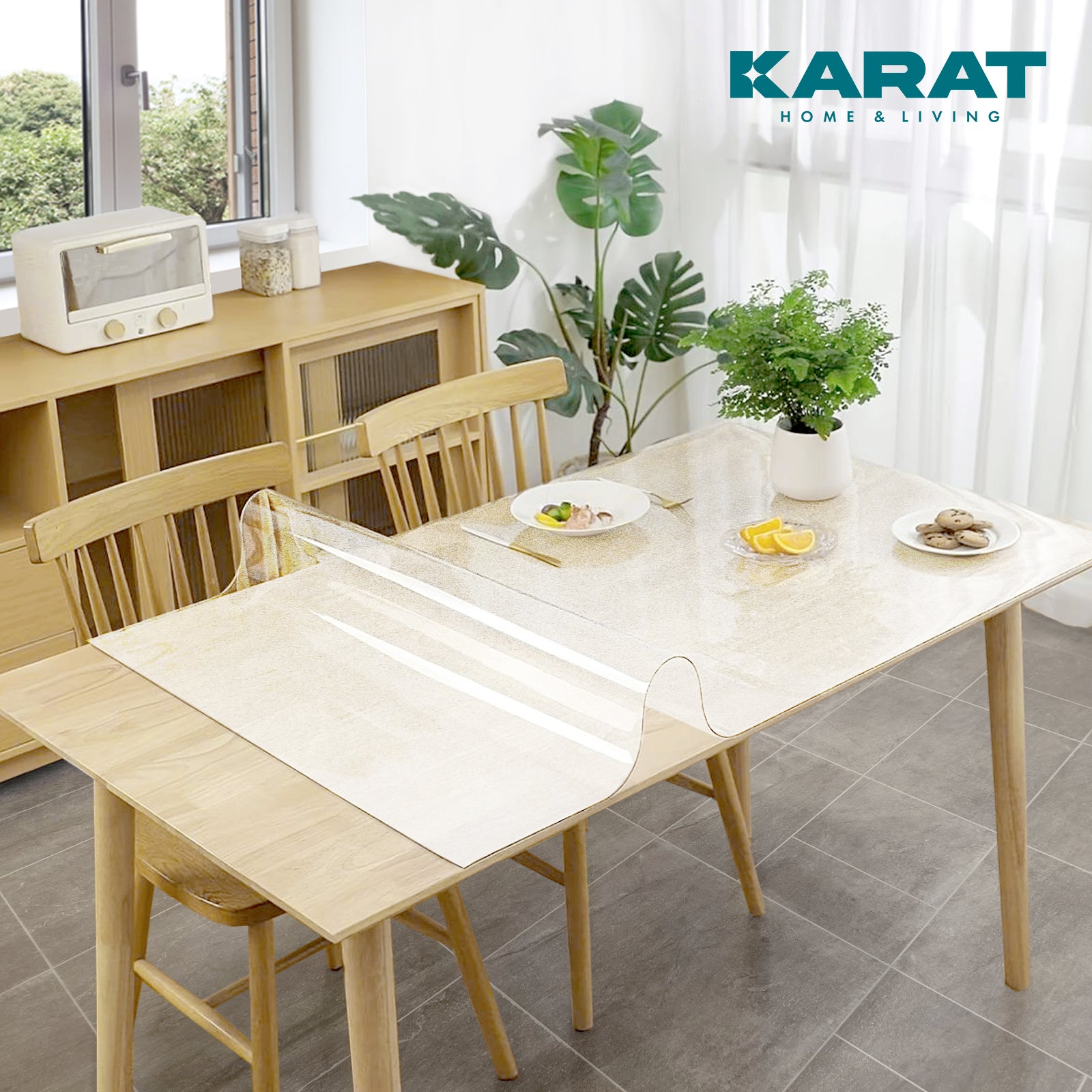 Transparent matt table cover with straight cut | Imperial | Non-slip, waterproof protective cover for tables | Customised to size