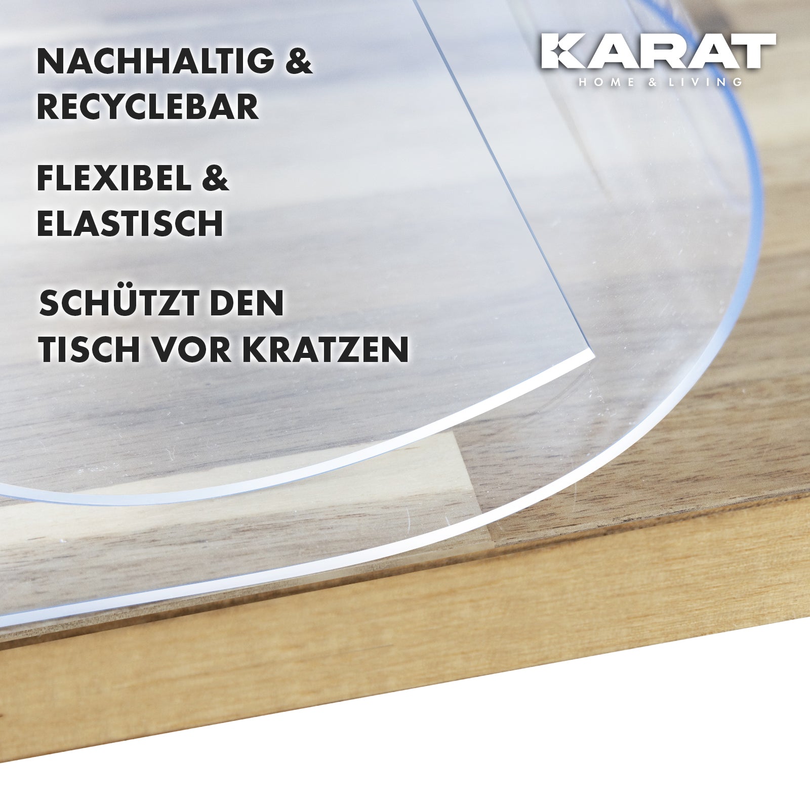 Transparent table film with straight cut | Crystal | Crystal clear protective film for tables | Customised cutting