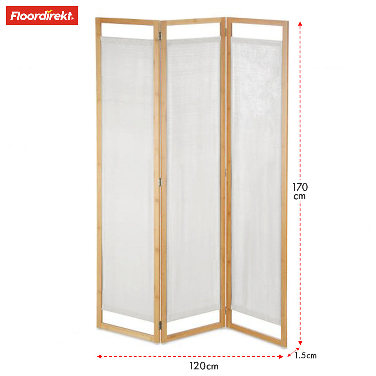 Bamboo partition | Tennessee | 3-part, flexible room divider made of bamboo and fabric