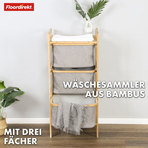Bamboo laundry basket | Missouri | Stylish, sustainable laundry sorter with 3 compartments