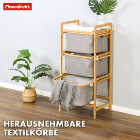 Bamboo laundry basket | Missouri | Stylish, sustainable laundry sorter with 3 compartments