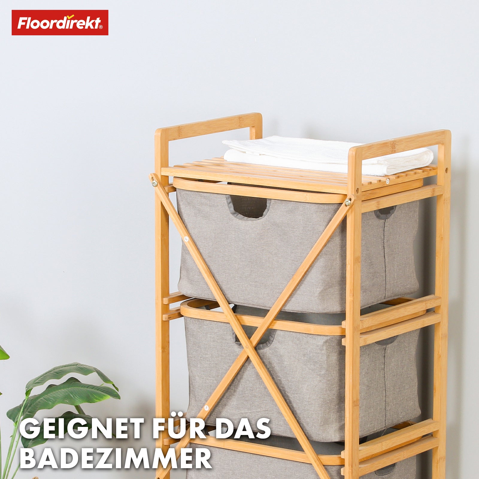 Bamboo laundry basket | Missouri | Stylish, sustainable laundry sorter with 3 compartments