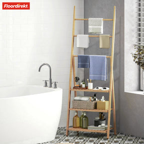 Bamboo towel rail | Minnesota | Folding towel rail with shelves