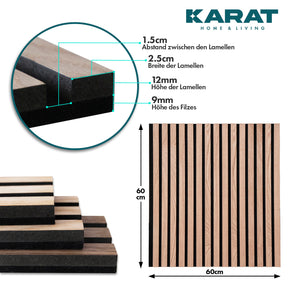 Wood-look acoustic panels | Timeless design for pleasant room acoustics | Available in 3 designs and 2 sizes