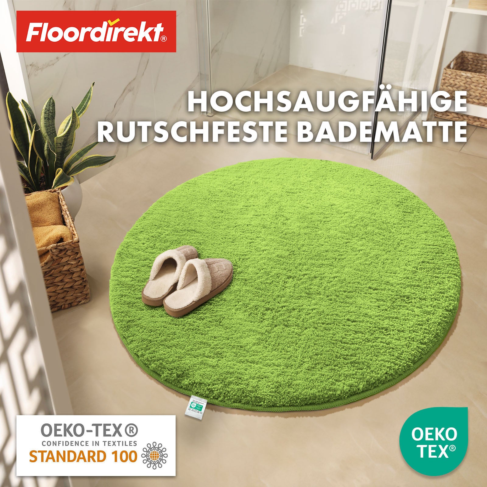 Badematte | Sky | Badteppich in Rund | Dichtes, flauschiges Wohlgefühl für Ihr Zuhause