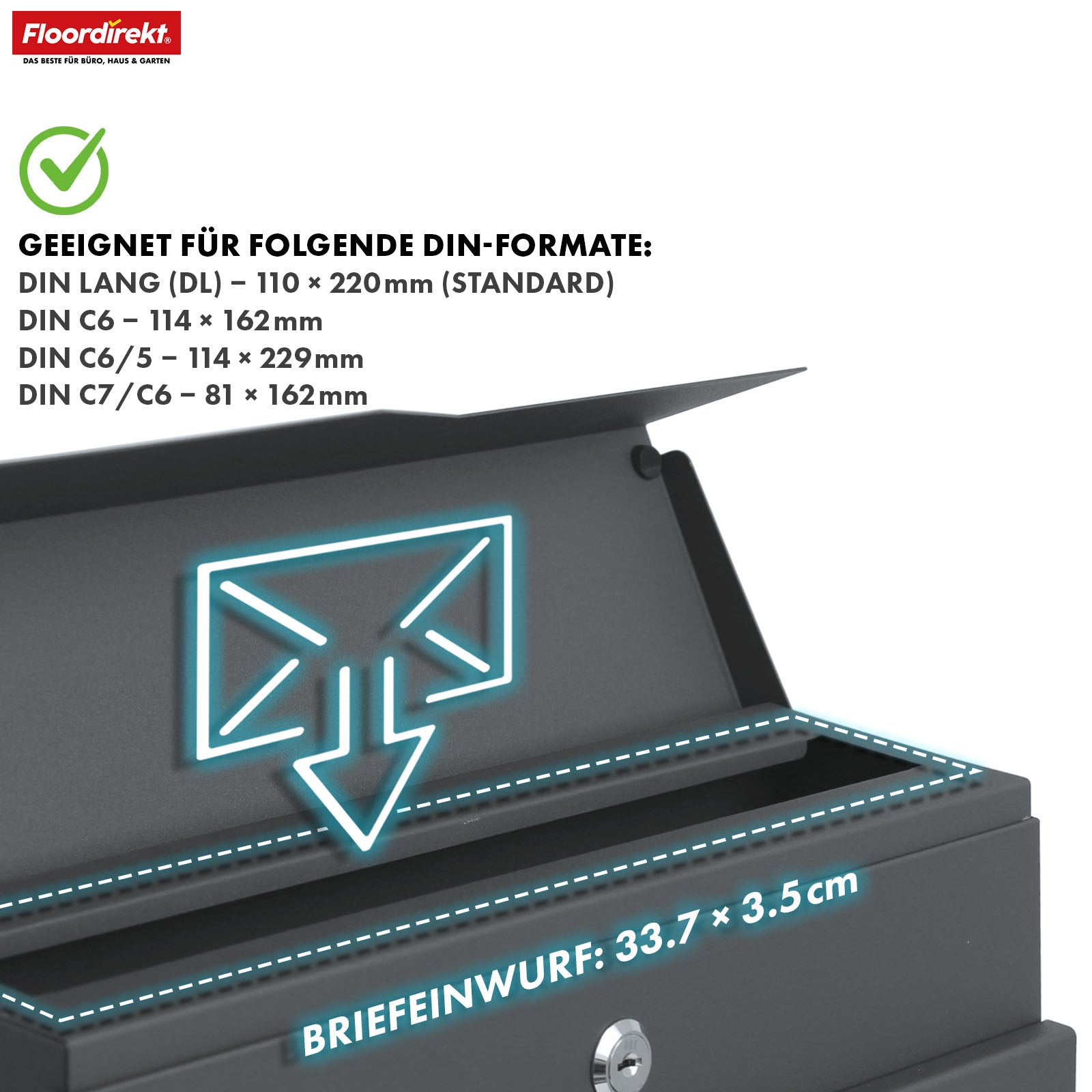 Letter box | Jean | Sturdy steel letter box with newspaper compartment and large insertion flap