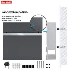Letterbox | Gaston | Modern wall-mounted letterbox with newspaper compartment & stainless steel nameplate in anthracite