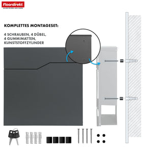 Letter box | Jean | Sturdy steel letter box with newspaper compartment and large insertion flap