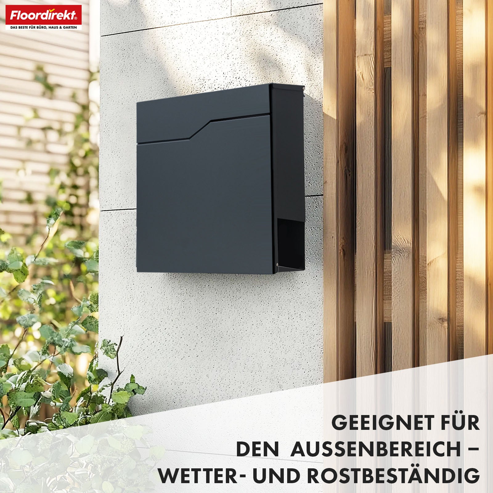 Letter box | Jean | Sturdy steel letter box with newspaper compartment and large insertion flap